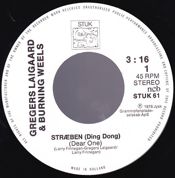 Gregers & Burning Weels : Stræben (Ding Dong) (7", Single)