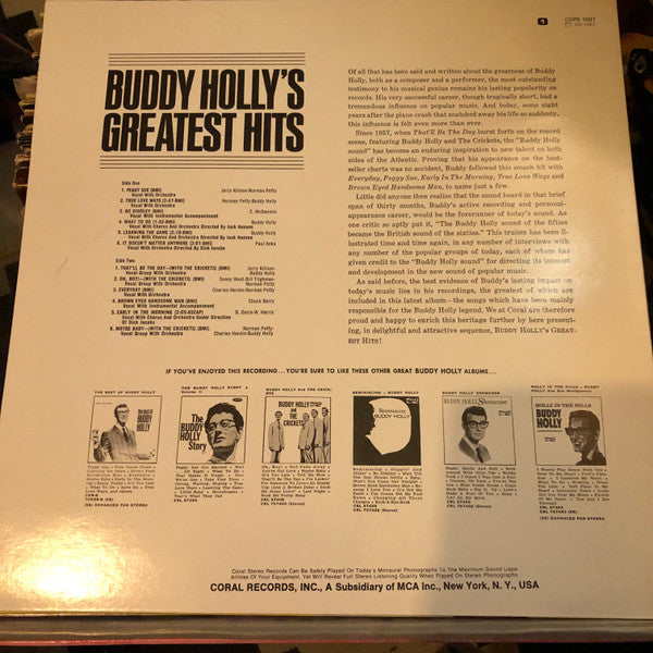 Buddy Holly : Buddy Holly's Greatest Hits (LP, Comp)