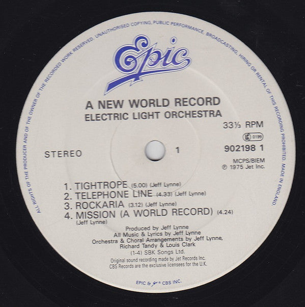 Electric Light Orchestra : A New World Record (LP, Album, RE)