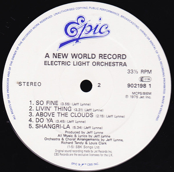 Electric Light Orchestra : A New World Record (LP, Album, RE)