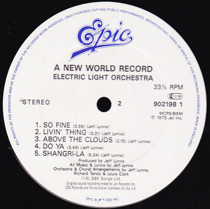 Electric Light Orchestra : A New World Record (LP, Album, RE)