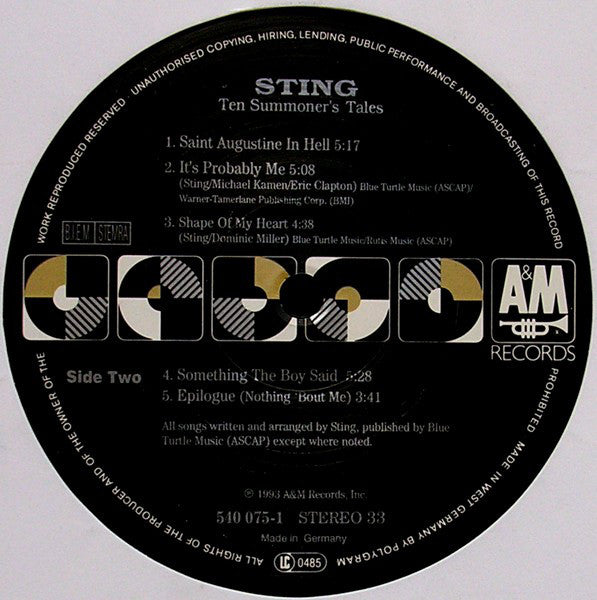 Sting : Ten Summoner's Tales (LP, Album)