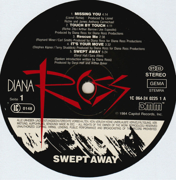 Diana Ross : Swept Away (LP, Album, Gat)