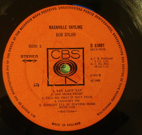 Bob Dylan : Nashville Skyline (LP, Album, RE)