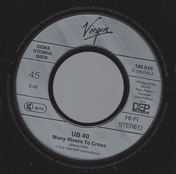 UB40 : Many Rivers To Cross (7", Single)