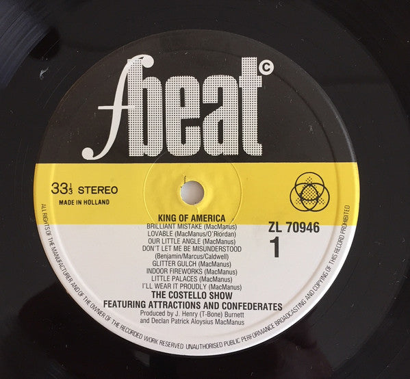The Costello Show Featuring The Attractions And Confederates* : King Of America (LP, Album)