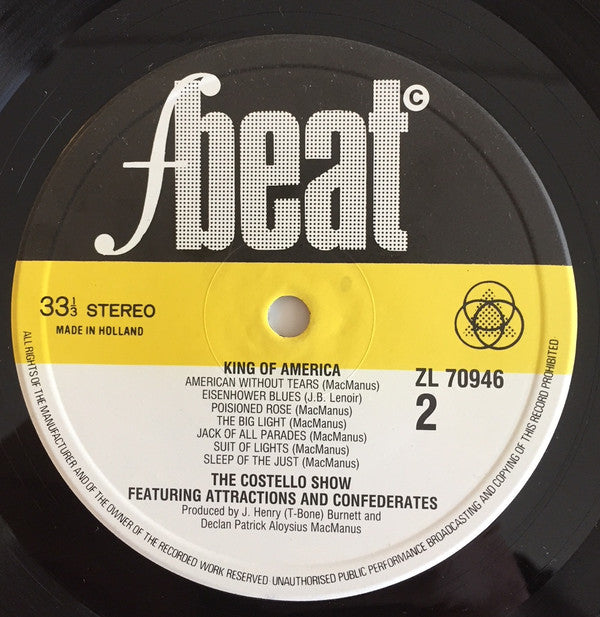 The Costello Show Featuring The Attractions And Confederates* : King Of America (LP, Album)