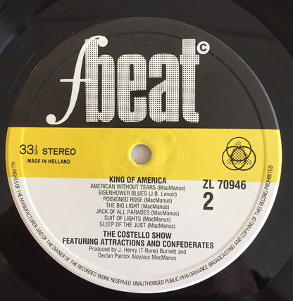 The Costello Show Featuring The Attractions And Confederates* : King Of America (LP, Album)