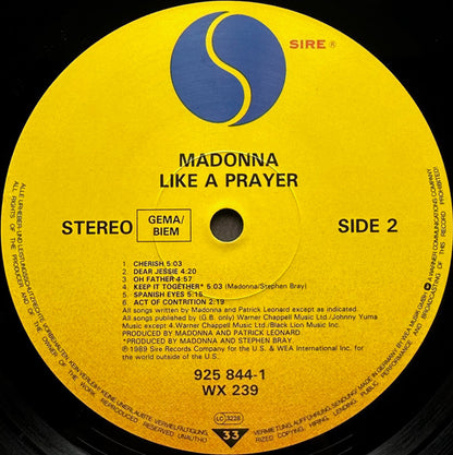 Madonna : Like A Prayer (LP, Album, RSA)