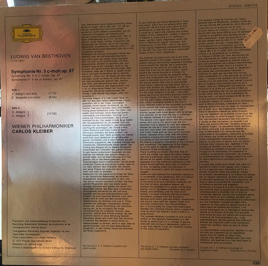 Ludwig van Beethoven - Wiener Philharmoniker, Carlos Kleiber : Symphonie Nr. 5 (LP)