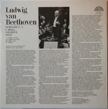 Ludwig van Beethoven - The Czech Philharmonic Orchestra, Paul Kletzki : 5·Symfonie C Moll Osudová (LP, Album, RP)