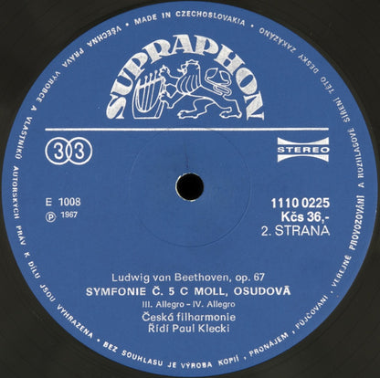 Ludwig van Beethoven - The Czech Philharmonic Orchestra, Paul Kletzki : 5·Symfonie C Moll Osudová (LP, Album, RP)