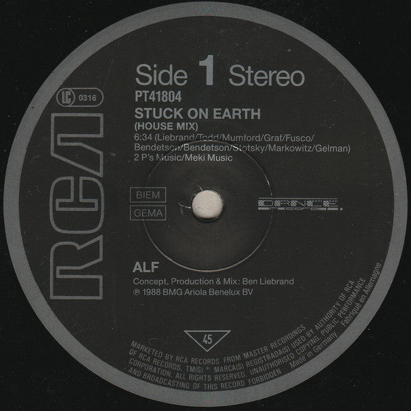 ALF (2) : Stuck On Earth (Housemix) (12", Maxi)