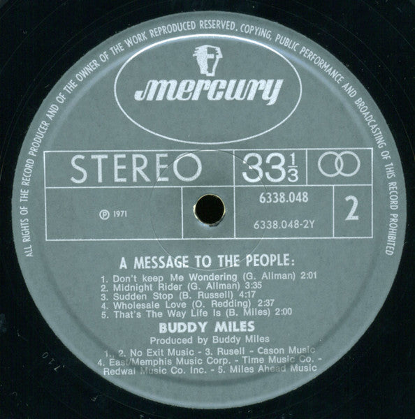 Buddy Miles : A Message To The People (LP, Album, Gat)