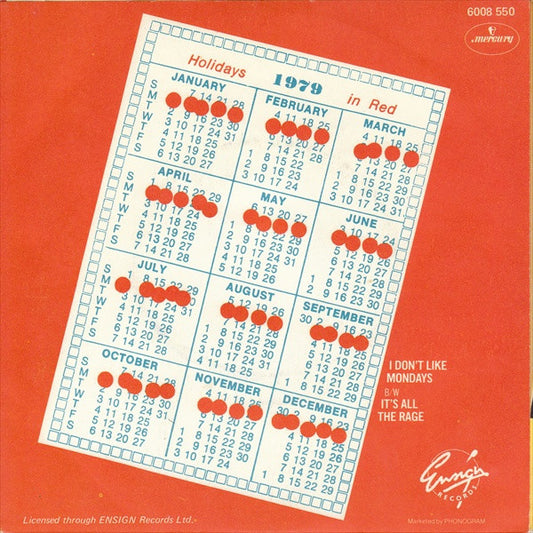 The Boomtown Rats : I Don't Like Mondays (7", Single)