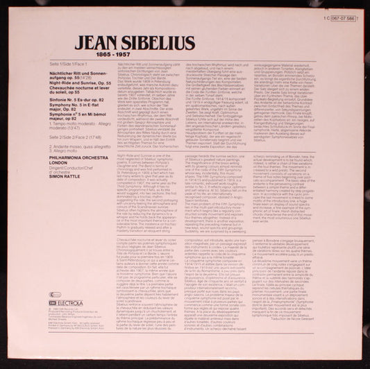 Jean Sibelius - Sir Simon Rattle, Philharmonia Orchestra : Sinfonie Nr.5 In Es-dur Op.82 - Nächtlicher Ritt Und Sonnenaufgang (LP)