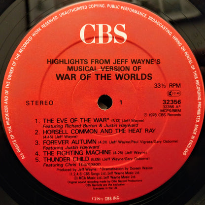 Jeff Wayne : Highlights From Jeff Wayne's Musical Version Of The War Of The Worlds (LP, Album, RE, Red)