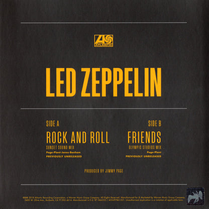 Led Zeppelin : Rock And Roll (Sunset Sound Mix) / Friends (Olympic Studios Mix) (7", RSD, Single, Ltd, Yel)