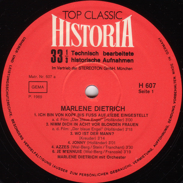 Marlene Dietrich : Marlene Dietrich (LP, Comp)