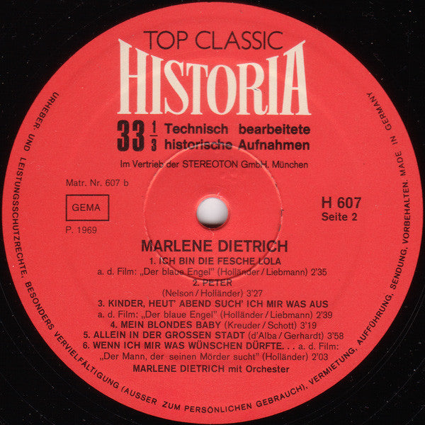 Marlene Dietrich : Marlene Dietrich (LP, Comp)