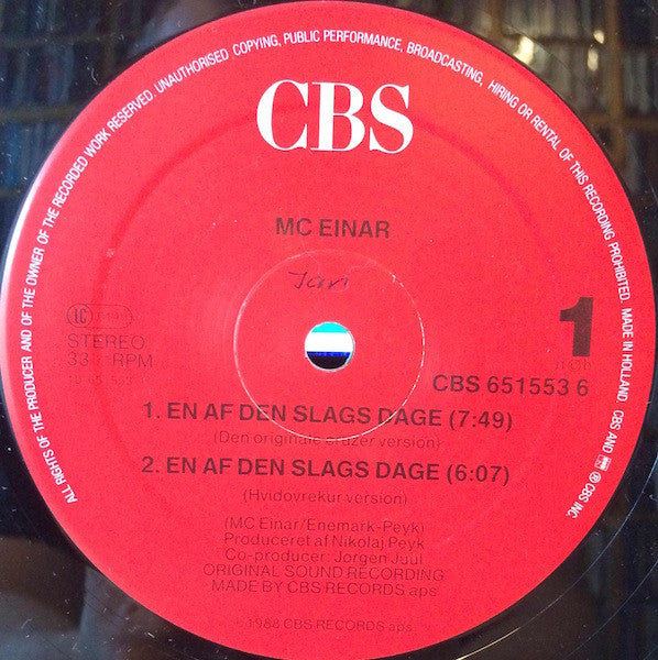MC Einar : En Af Den Slags Dage (12")