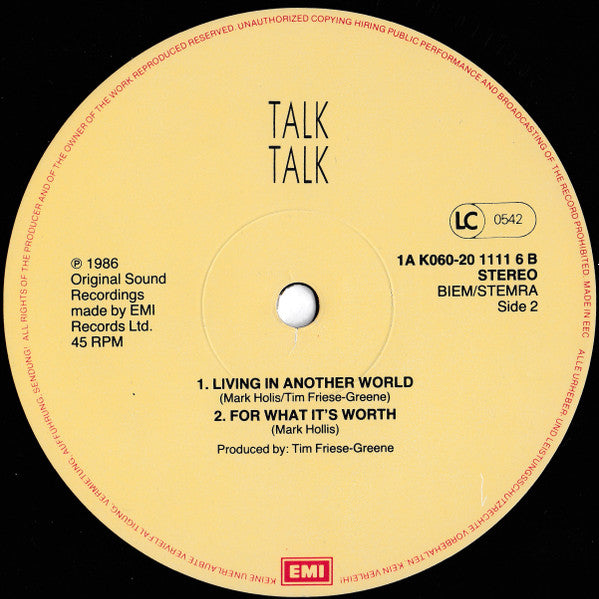 Talk Talk : Living In Another World (12", Maxi)