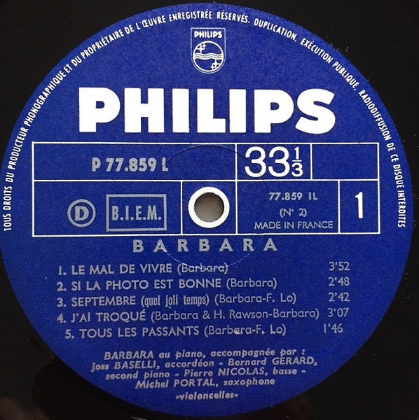 Barbara (5) : Barbara N°2 (LP, Album, Mono)