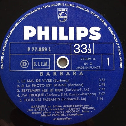 Barbara (5) : Barbara N°2 (LP, Album, Mono)
