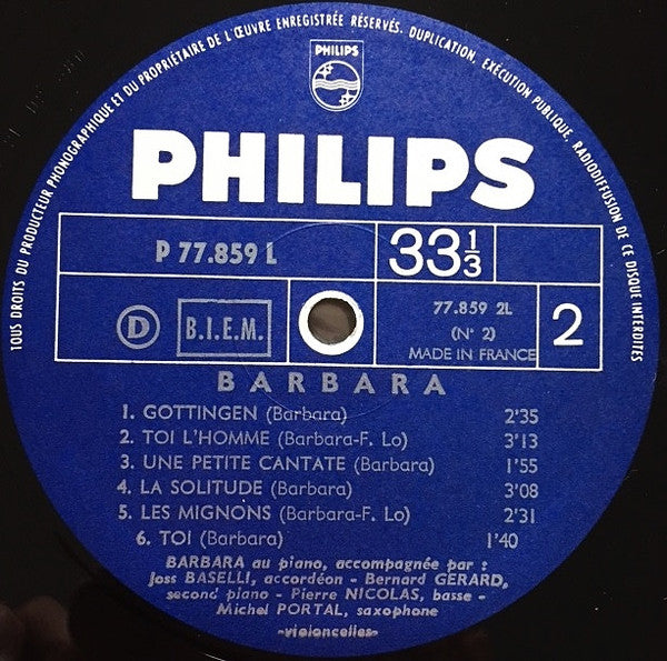 Barbara (5) : Barbara N°2 (LP, Album, Mono)