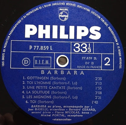 Barbara (5) : Barbara N°2 (LP, Album, Mono)