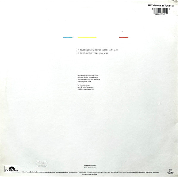 Level 42 : Something About You (Sisa Mix) (12", Maxi)