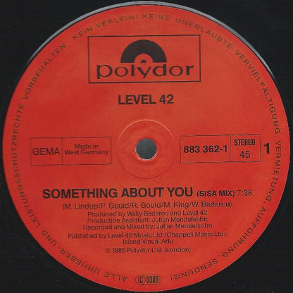 Level 42 : Something About You (Sisa Mix) (12", Maxi)
