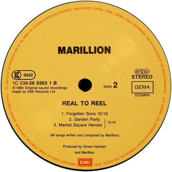 Marillion : Real To Reel (LP, Album)