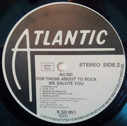 AC/DC : For Those About To Rock (We Salute You) (LP, Album, RE, Gat)