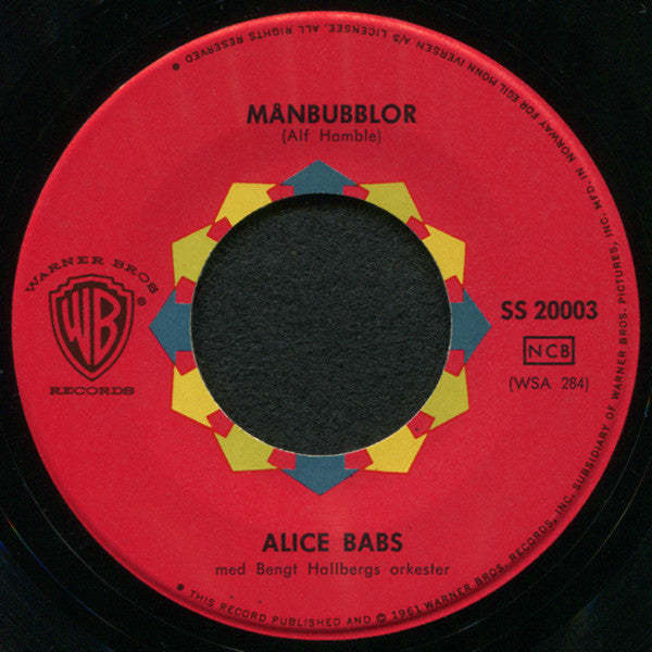 Alice Babs Med Bengt Hallbergs Orkester : Månbubblor / Fröken Vår (7")