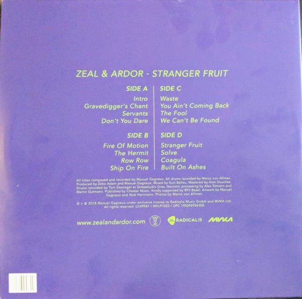 Zeal And Ardor : Stranger Fruit (2x12", Album, 180)