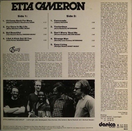 Etta Cameron With Etta Cameron Jazz Group : Easy (LP, Album)