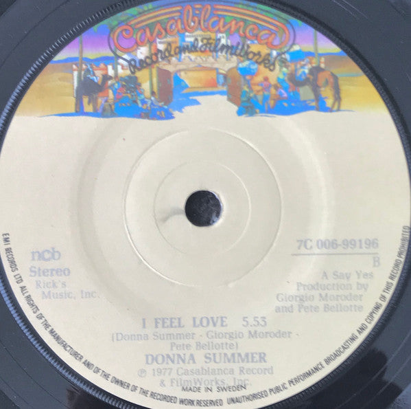 Donna Summer : Can't We Just Sit Down (And Talk It Over) / I Feel Love (7", Single, Sol)