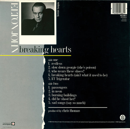 Elton John : Breaking Hearts (LP, Album)