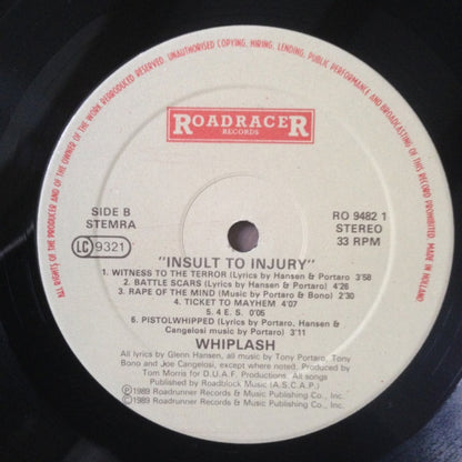 Whiplash (5) : Insult To Injury (LP, Album)