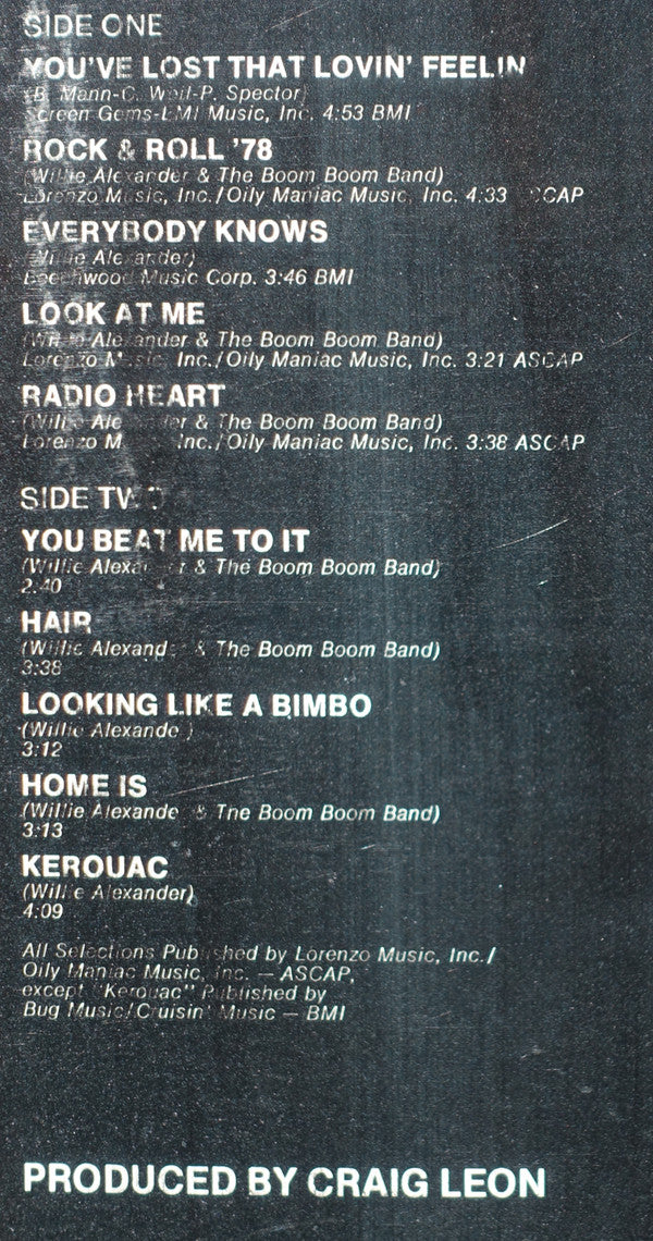 Willie Alexander And The Boom Boom Band* : Willie Alexander And The Boom Boom Band (LP, Album, Glo)