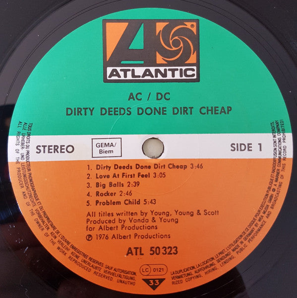 AC/DC : Dirty Deeds Done Dirt Cheap (LP, Album, RP)