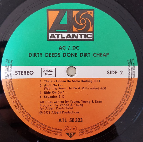 AC/DC : Dirty Deeds Done Dirt Cheap (LP, Album, RP)