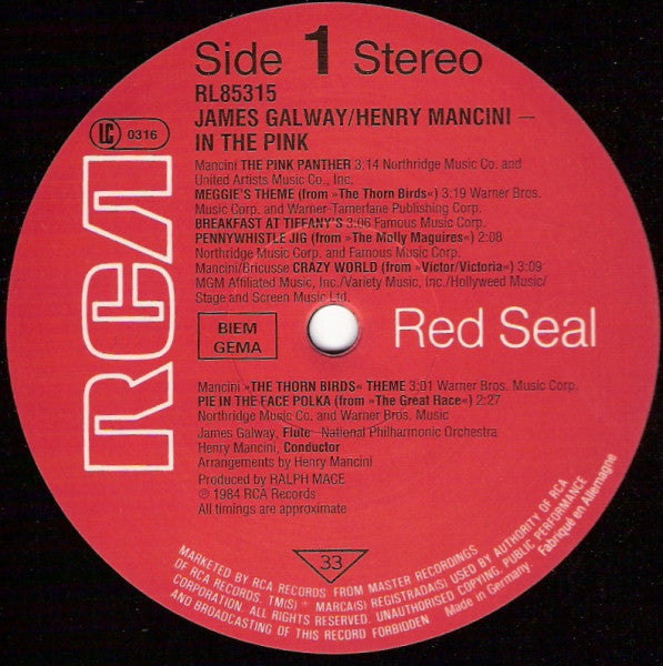 James Galway & Henry Mancini : In The Pink (LP, Album)