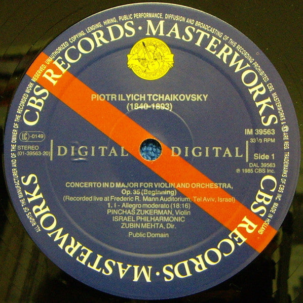 Pinchas Zukerman, Tchaikovsky*, Israel Philharmonic*, Zubin Mehta : Violin Concerto · Mélodie · Sérénade Mélancolique (LP)