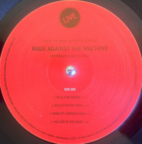 Rage Against The Machine : Live At The Grand Olympic Auditorium (2xLP, Album, RE, 180)