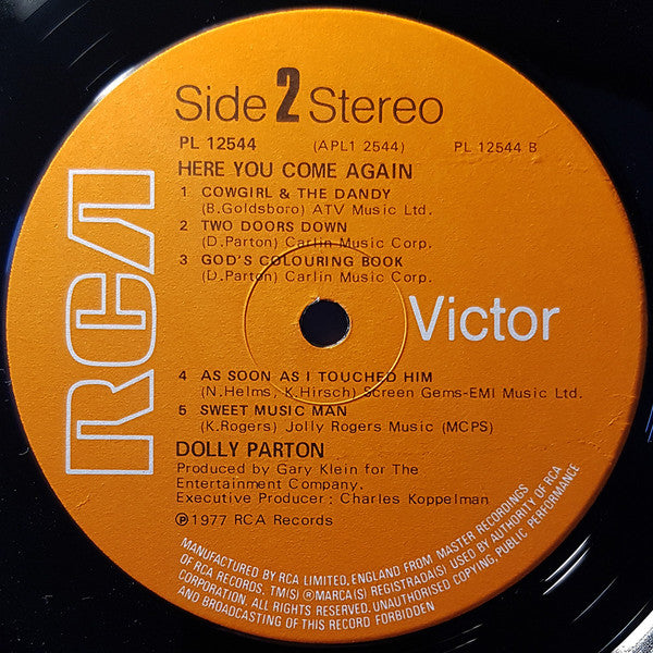 Dolly Parton : Here You Come Again (LP, Album, Ora)