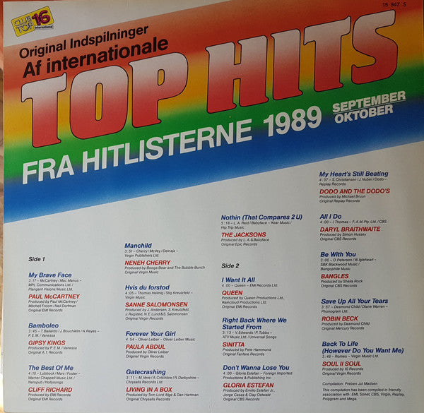 Various : Club Top 16 - Internationale Top Hits - September/Oktober '89 (LP, Comp)