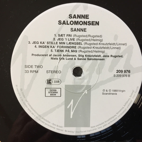 Sanne Salomonsen : Sanne (LP, Album)