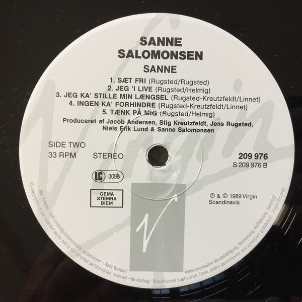 Sanne Salomonsen : Sanne (LP, Album)